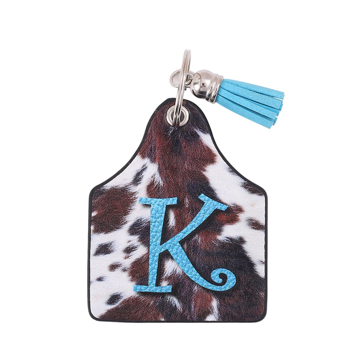 Vintage Western Farm Cow Pattern&Letter Printed Leather Keychain - K - image 11