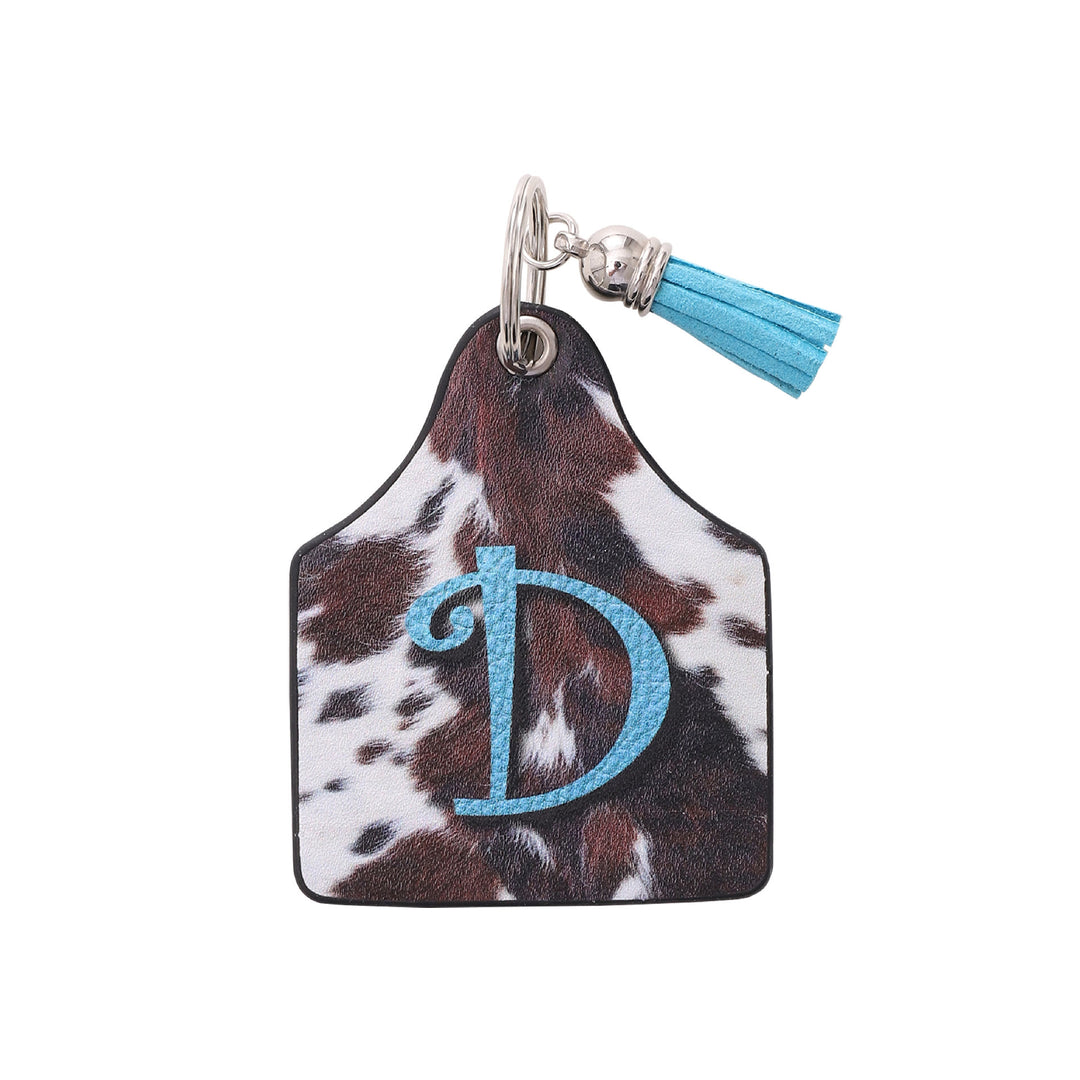 Vintage Western Farm Cow Pattern&Letter Printed Leather Keychain - D - image 6
