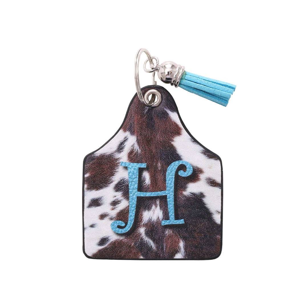 Vintage Western Farm Cow Pattern&Letter Printed Leather Keychain - H - image 9