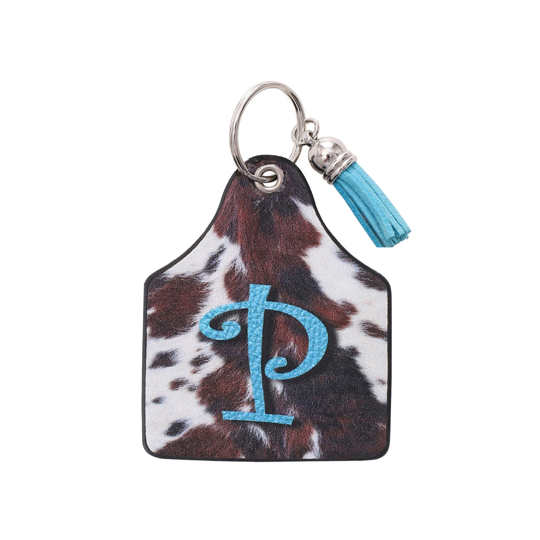 Vintage Western Farm Cow Pattern&Letter Printed Leather Keychain - P - image 15