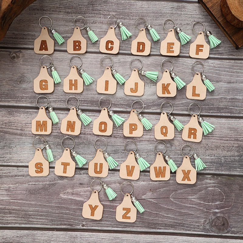 Farm Minimalist Style Letter Green Tassel Keychain - image 1