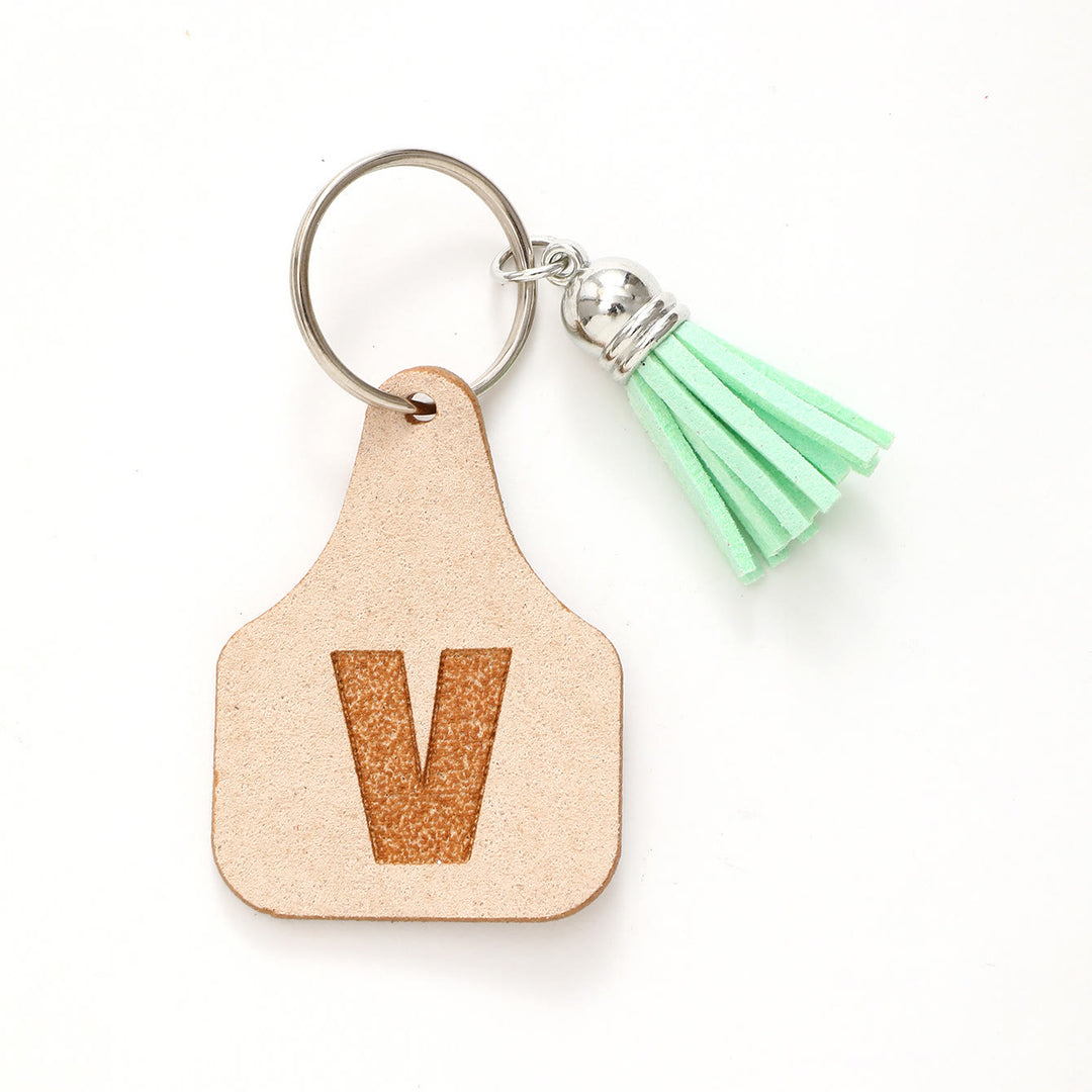 Farm Minimalist Style Letter Green Tassel Keychain - V - image 24