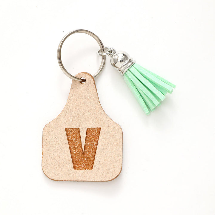 Farm Minimalist Style Letter Green Tassel Keychain - V - image 24