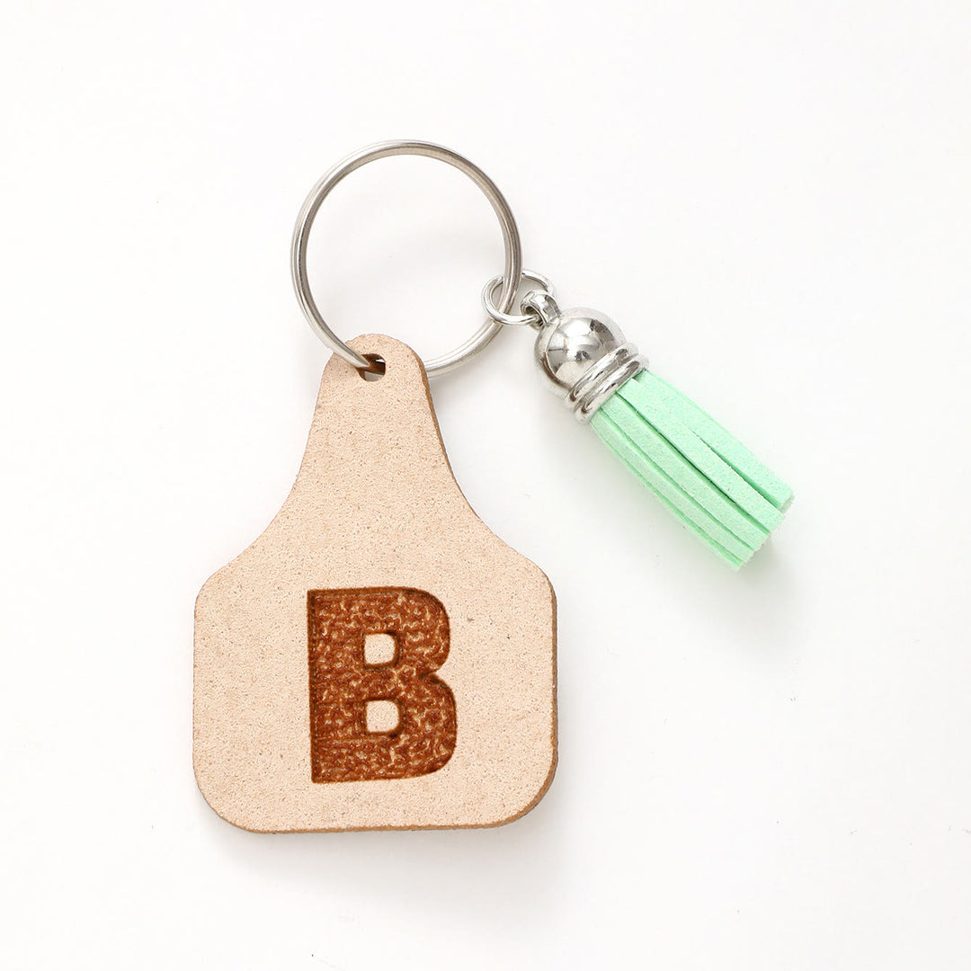 Farm Minimalist Style Letter Green Tassel Keychain - B - image 3