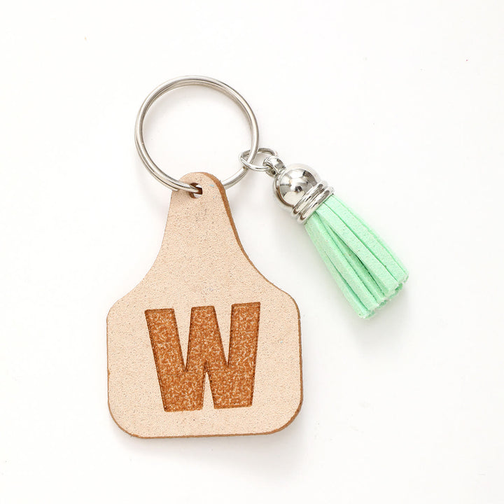 Farm Minimalist Style Letter Green Tassel Keychain - W - image 24