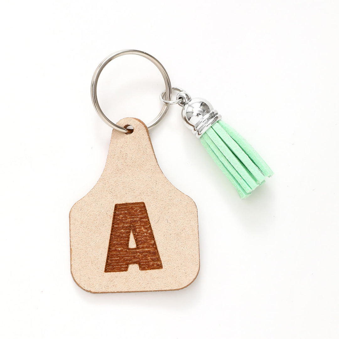 Farm Minimalist Style Letter Green Tassel Keychain - A - image 3