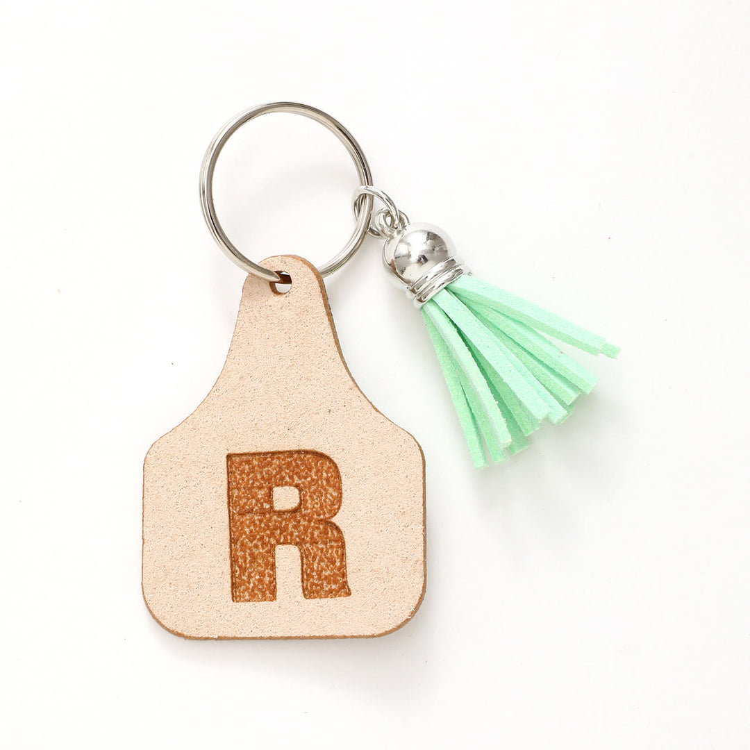 Farm Minimalist Style Letter Green Tassel Keychain - R - image 20