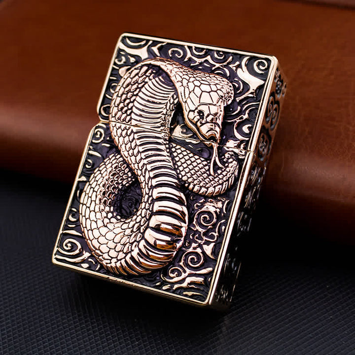 Black & Gold Snake Cobra Refillable Kerosene Lighter - Rose Gold - image 0