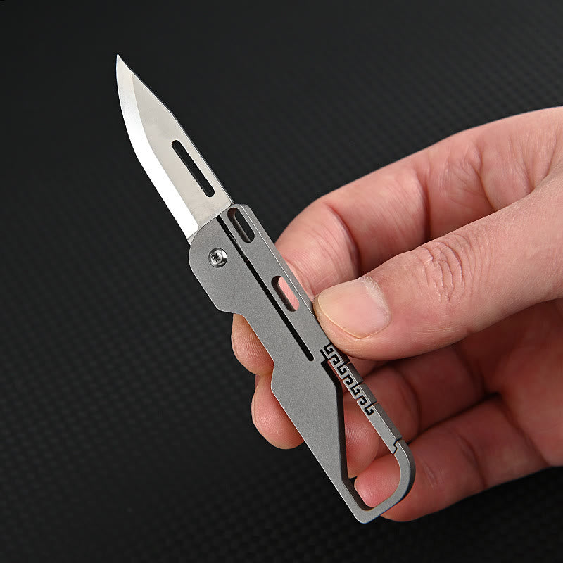 Multi Functional Titanium Alloy EDC-Tool Keychain Folding Knife - Silver - image 3