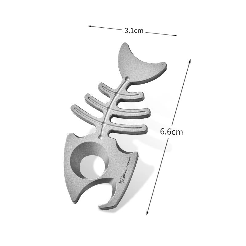 Titanium Alloy EDC-Tool Fishbone Shaped Bottle Opener Keychain - Sandblasting - image 2