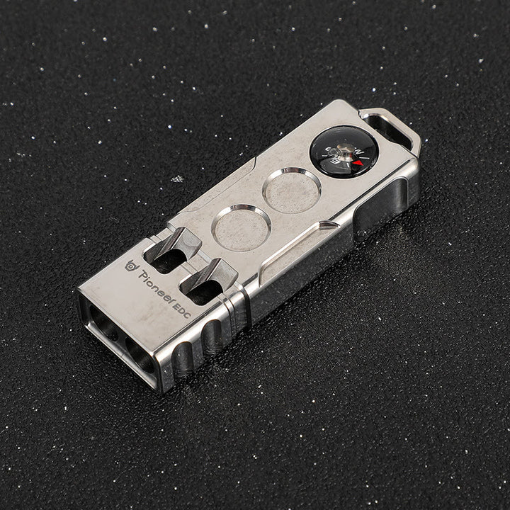 2-in-1 EDC-Tool Dual Tube High Decibel Survival Compass&Whistle - Titanium Original Color - image 9