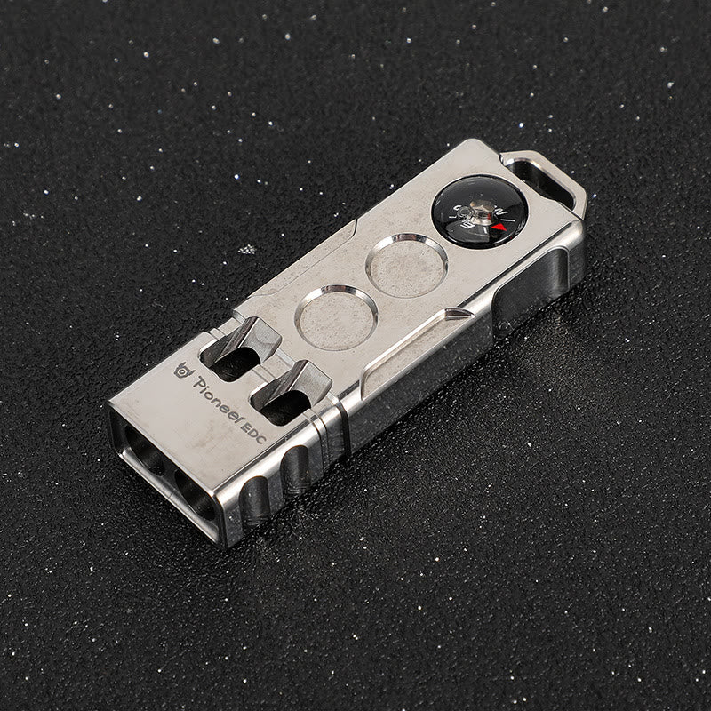2-in-1 EDC-Tool Dual Tube High Decibel Survival Compass&Whistle - Titanium Original Color - image 9