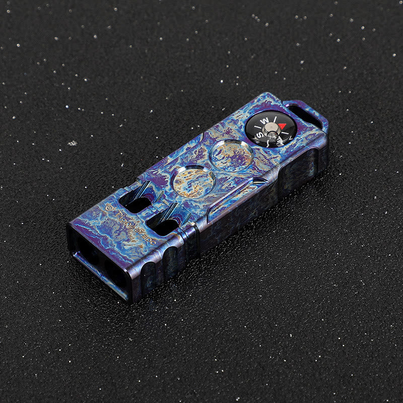 2-in-1 EDC-Tool Dual Tube High Decibel Survival Compass&Whistle - Iridescent - image 2
