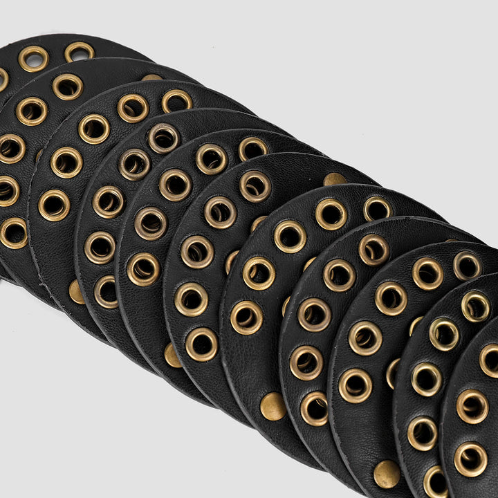 Retro Western Style Exaggerated Circular Hollow Women's Leather Belt - image 3