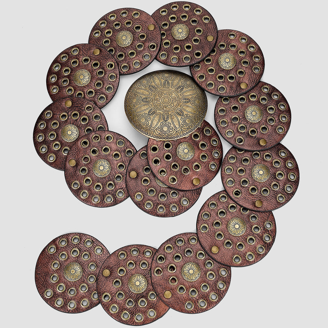 Retro Western Style Exaggerated Circular Hollow Women's Leather Belt - Brown - image 2