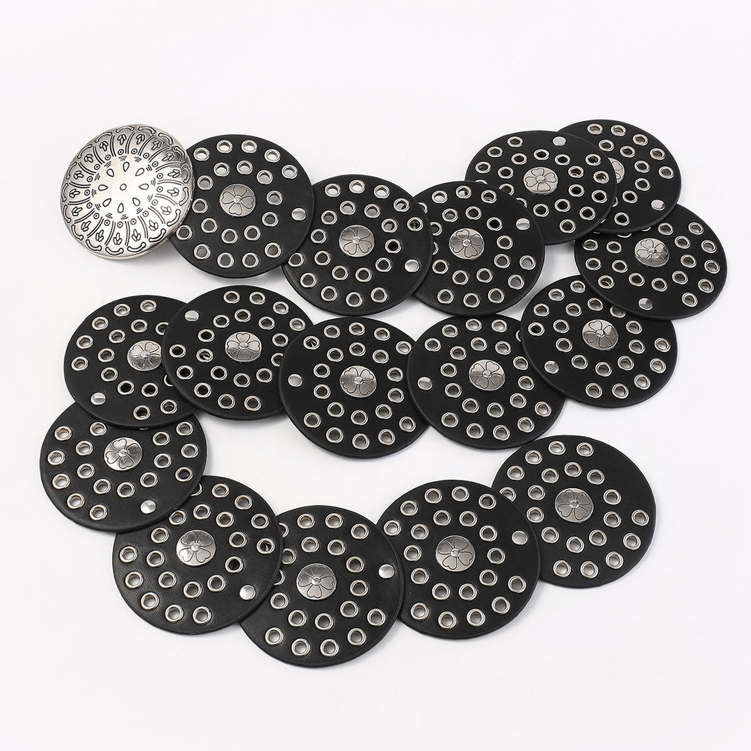 Western Style Hollow Silver Disc Women's Leather Belt - image 4