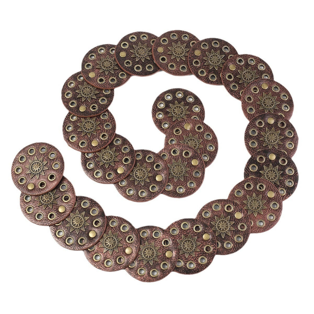 Coffee Colored Retro Street Hollow Circular Women's Leather Belt - image 3