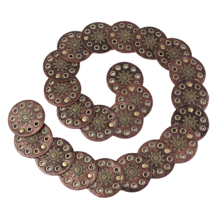 Coffee Colored Retro Street Hollow Circular Women's Leather Belt - image 3