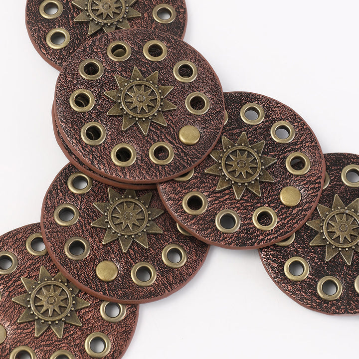 Coffee Colored Retro Street Hollow Circular Women's Leather Belt - image 5