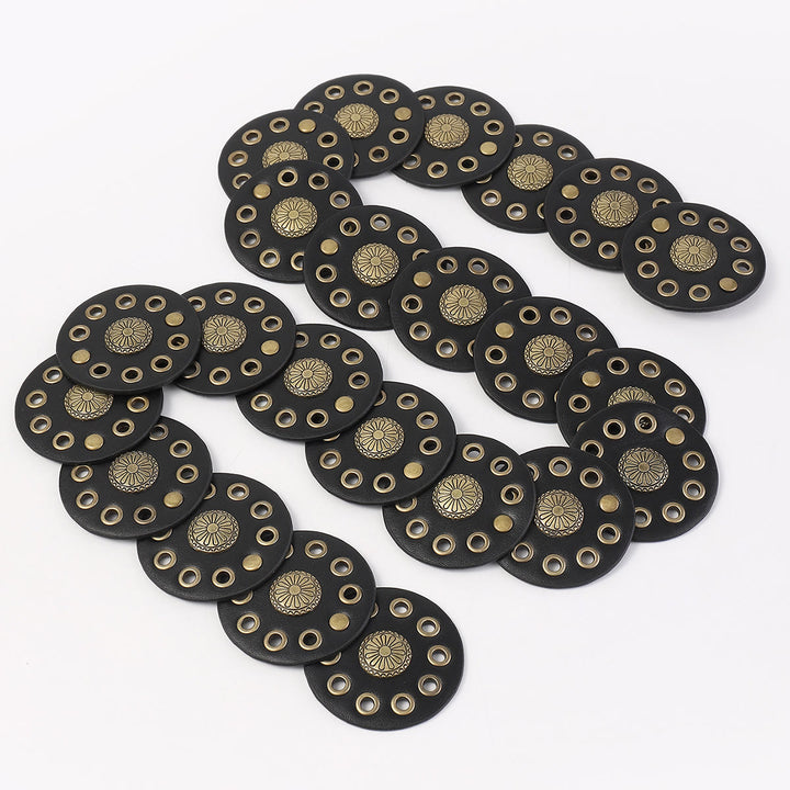 Black Circular Retro Hollow Women's Leather Belt - image 3