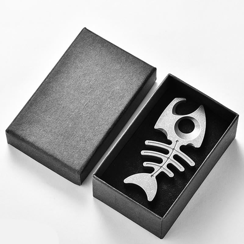 Titanium Alloy EDC-Tool Fishbone Shaped Bottle Opener Keychain - image 4