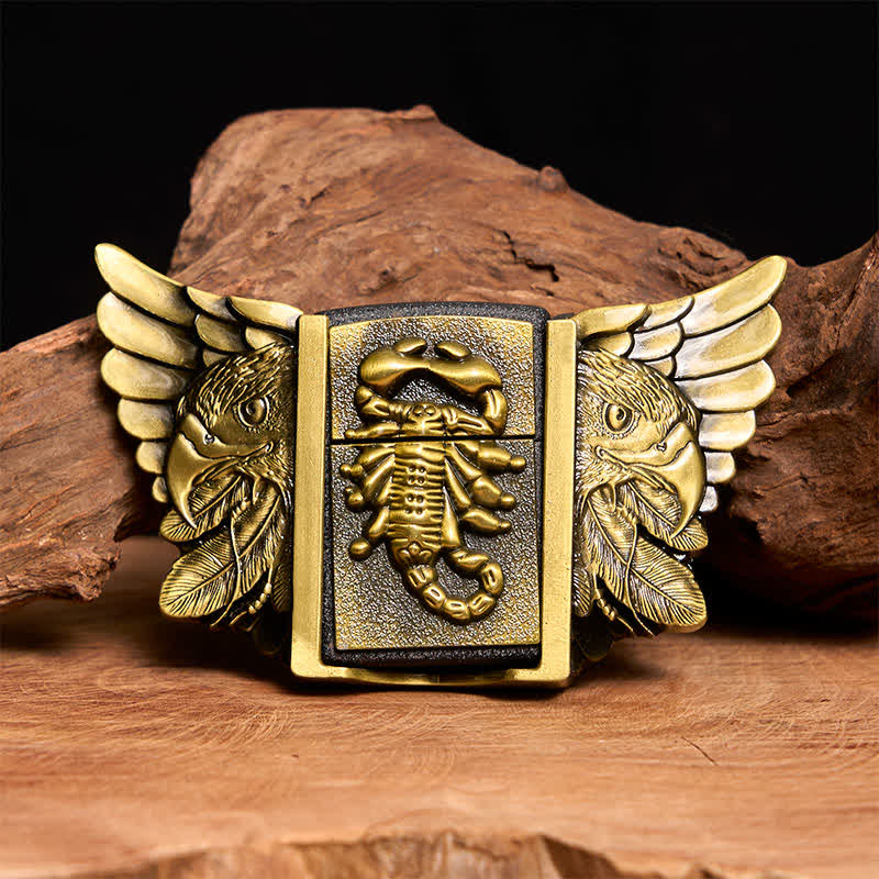 Men's DIY Bronze Scopion & Eagle Leather Belt With Hidden Lighter - Scopion & Eagle - Without Belt - Not Included Belt - image 1