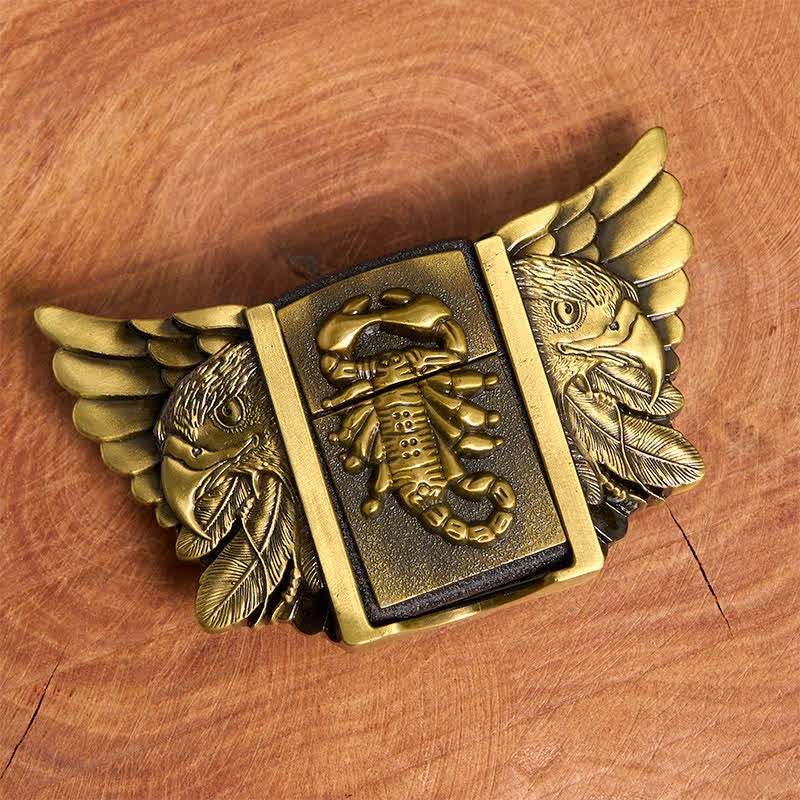 Men's DIY Bronze Scopion & Eagle Leather Belt With Hidden Lighter - image 4