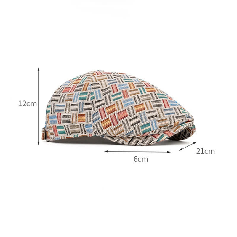 Artistic Retro Colored Jacquard Checkered Beret Hat - image 8