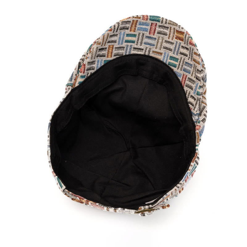 Artistic Retro Colored Jacquard Checkered Beret Hat - image 5