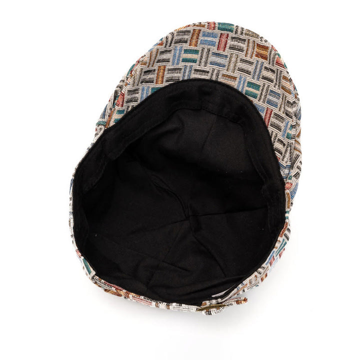 Artistic Retro Colored Jacquard Checkered Beret Hat - image 5