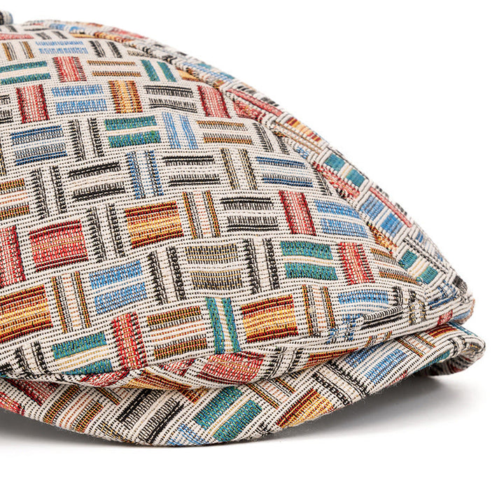 Artistic Retro Colored Jacquard Checkered Beret Hat - image 3