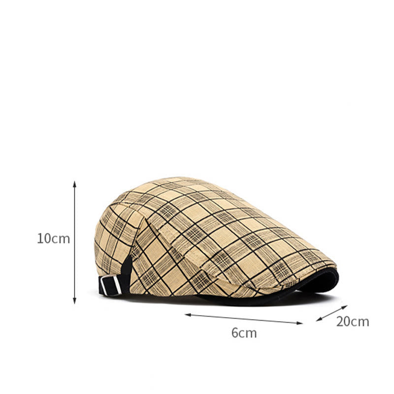 Spring And Summer Fashion Pure Cotton Striped&Checkered Beret Hat - image 9