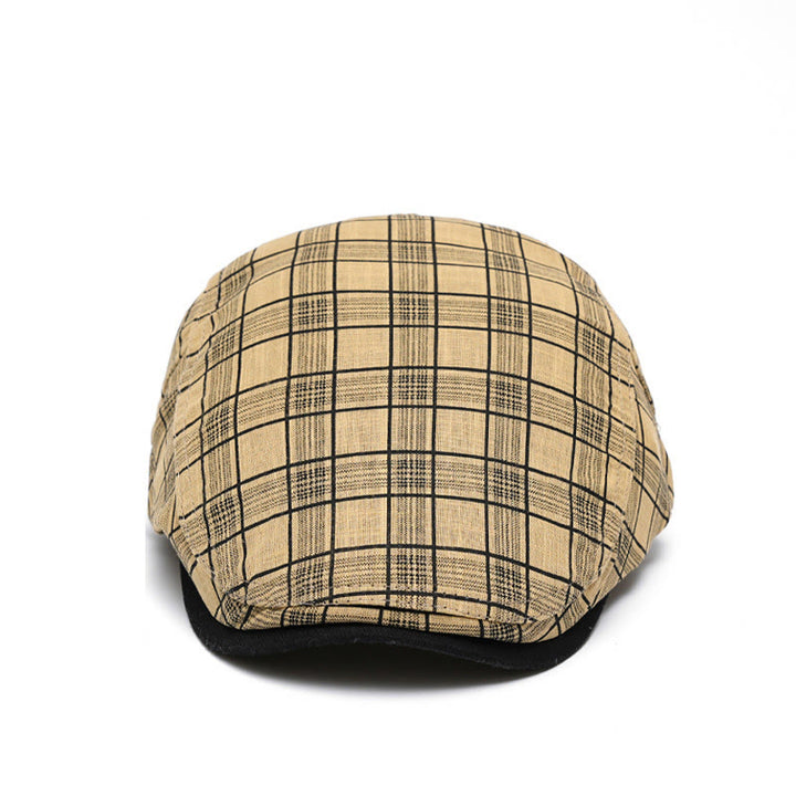 Spring And Summer Fashion Pure Cotton Striped&Checkered Beret Hat - image 2