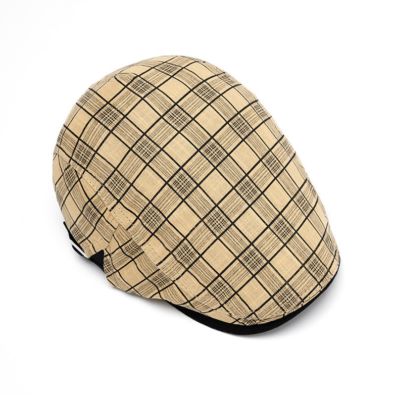 Spring And Summer Fashion Pure Cotton Striped&Checkered Beret Hat - image 4