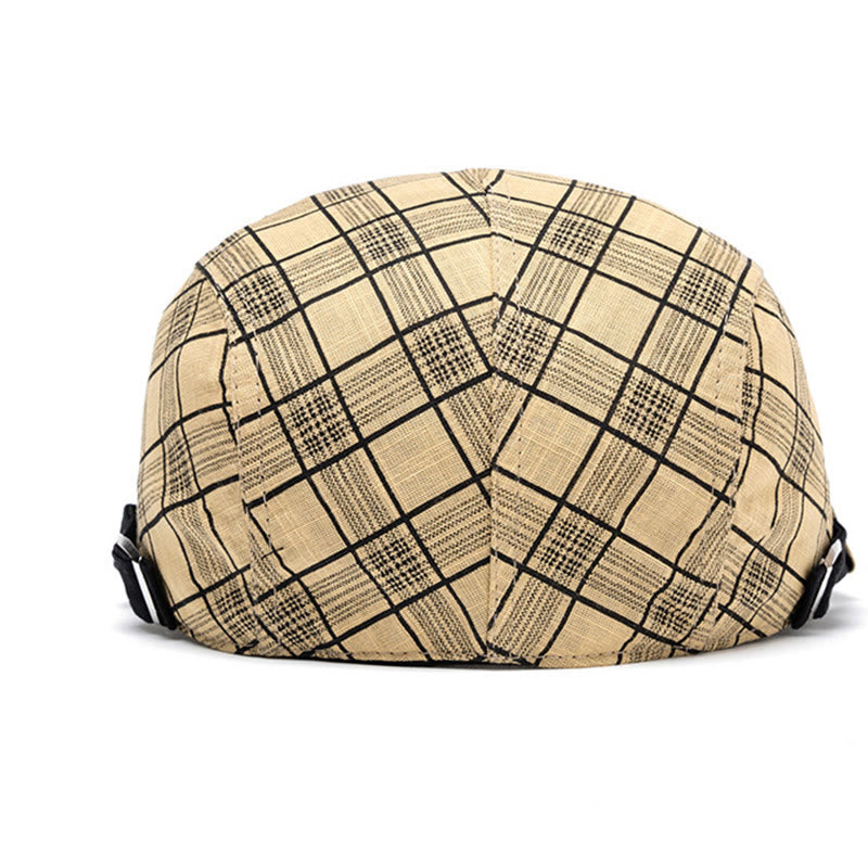 Spring And Summer Fashion Pure Cotton Striped&Checkered Beret Hat - image 4