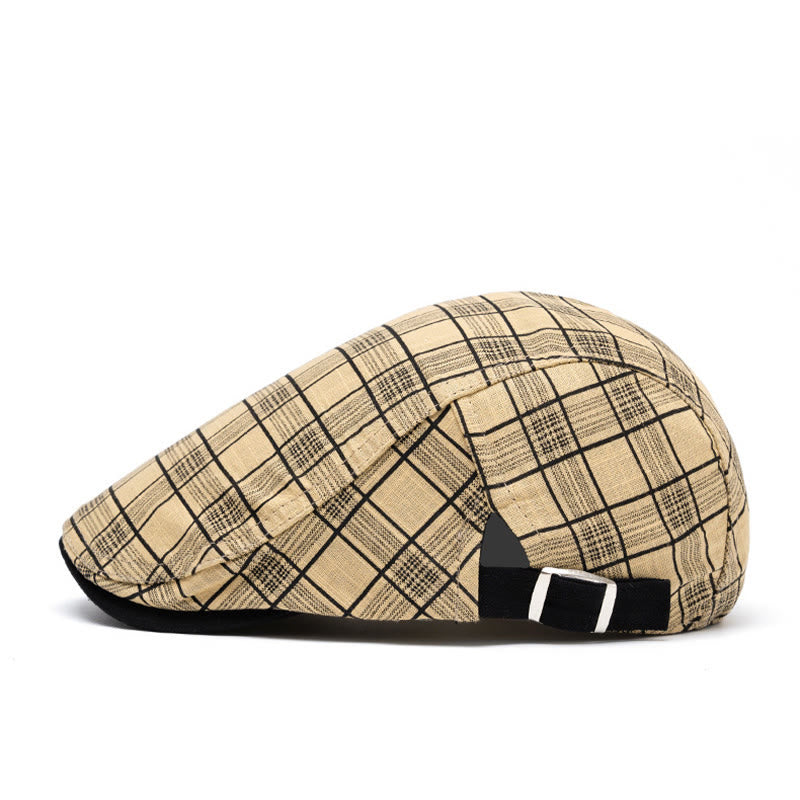 Spring And Summer Fashion Pure Cotton Striped&Checkered Beret Hat - image 1