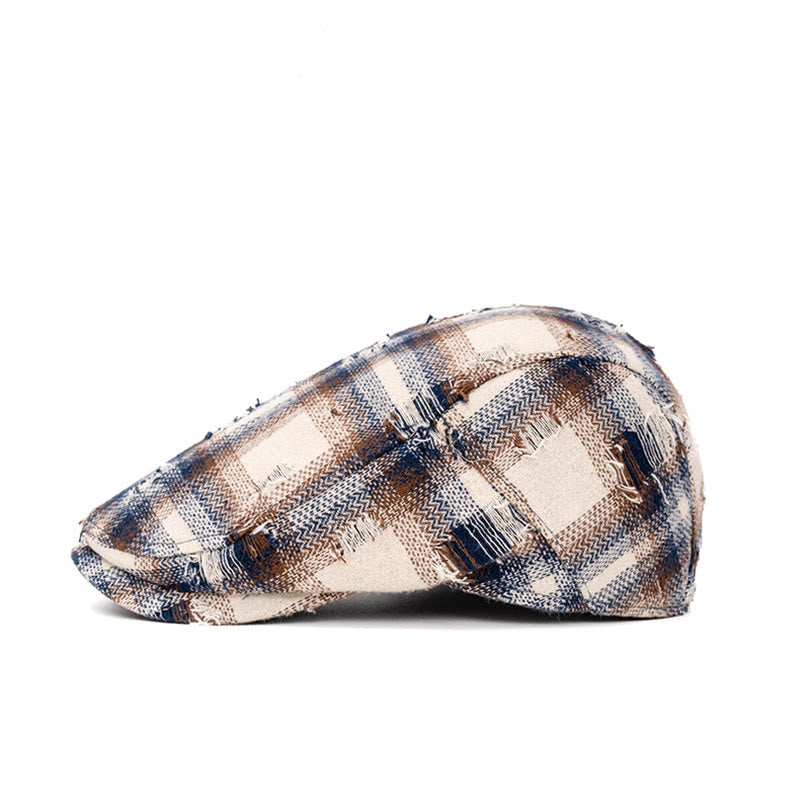 Autumn & Winter Broken Edge Vintage Plaid Beret Hat - image 1