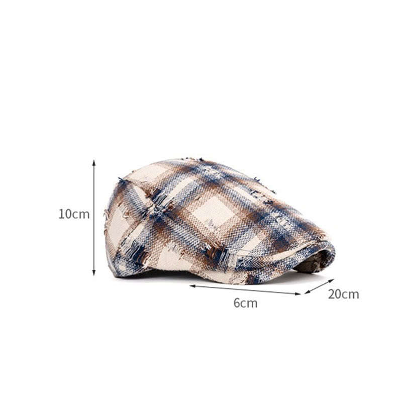 Autumn & Winter Broken Edge Vintage Plaid Beret Hat - image 9