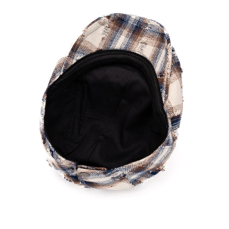 Autumn & Winter Broken Edge Vintage Plaid Beret Hat - image 6