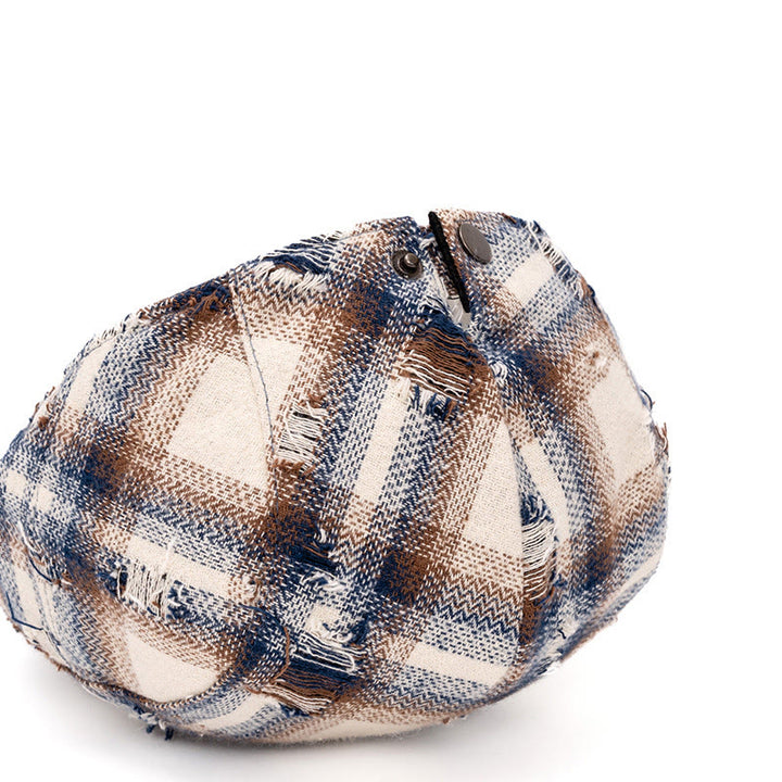 Autumn & Winter Broken Edge Vintage Plaid Beret Hat - image 4