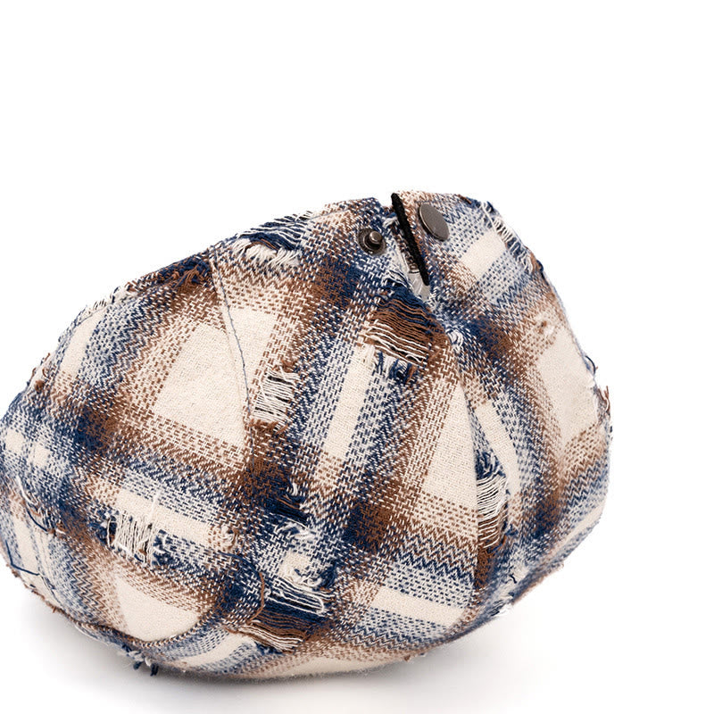 Autumn & Winter Broken Edge Vintage Plaid Beret Hat - image 5
