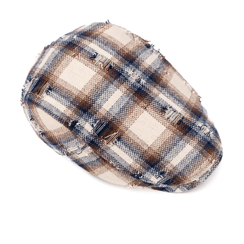 Autumn & Winter Broken Edge Vintage Plaid Beret Hat - image 3