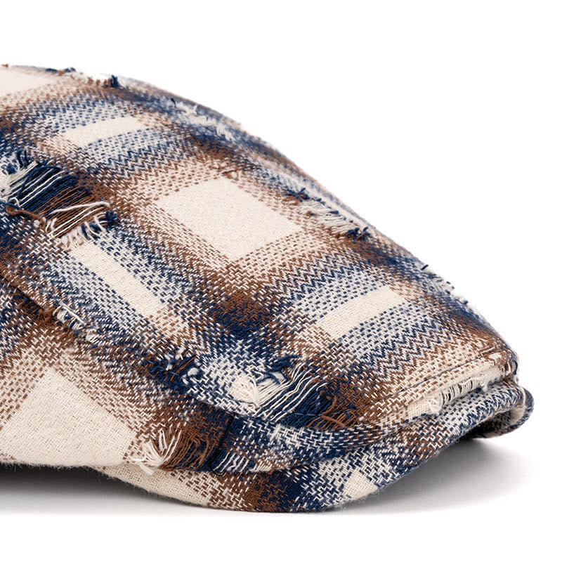 Autumn & Winter Broken Edge Vintage Plaid Beret Hat - image 3