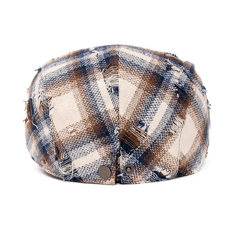 Autumn & Winter Broken Edge Vintage Plaid Beret Hat - image 5
