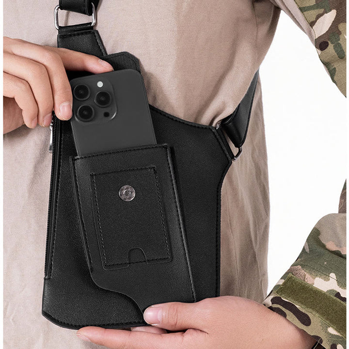 Outdoor Multi-Pocket High-Capacity Leather Underarm Shoulder Bag - image 3