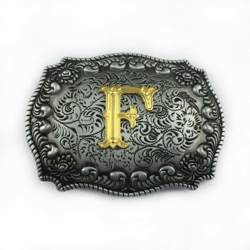 Men's DIY Alphabet Initial Letter Buckle Leather Belt - F - Without Belt - image 9