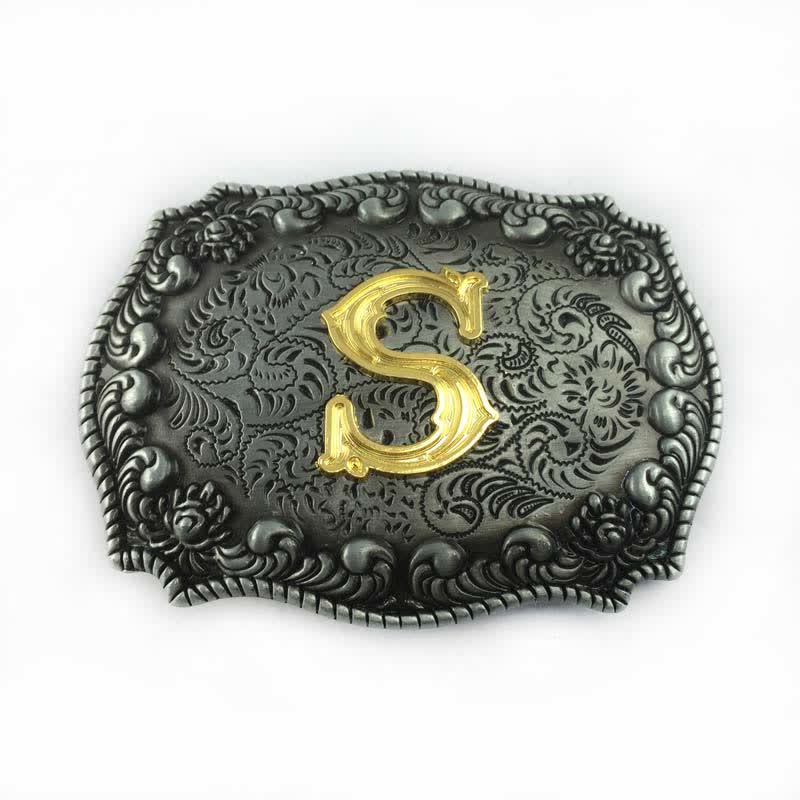 Men's DIY Alphabet Initial Letter Buckle Leather Belt - S - Without Belt - image 21