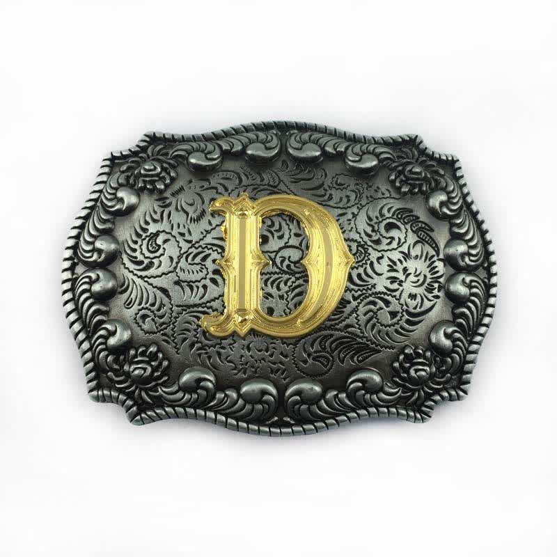 Men's DIY Alphabet Initial Letter Buckle Leather Belt - D - Without Belt - image 6