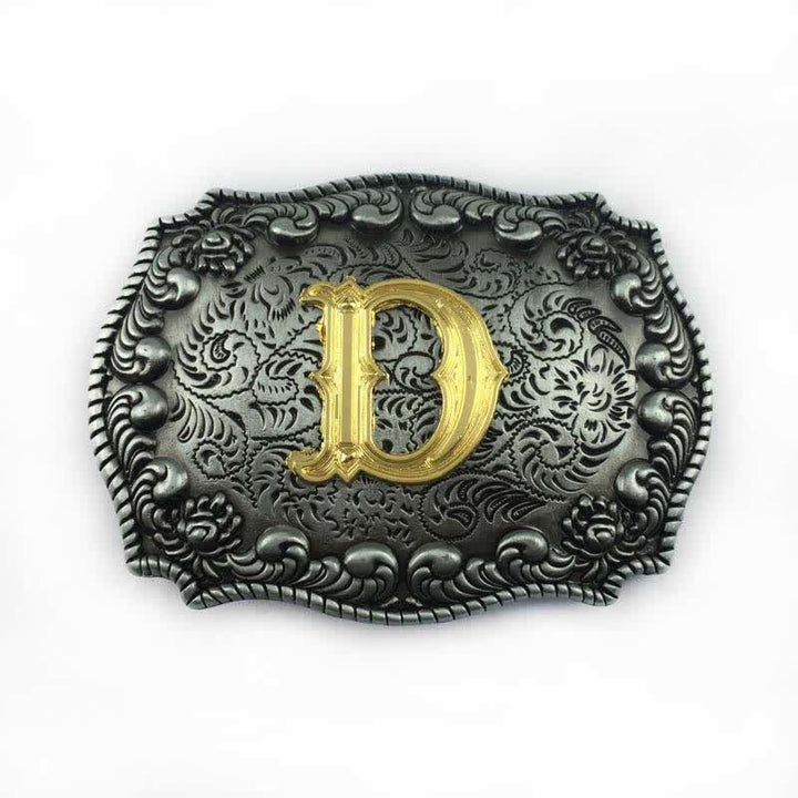 Men's DIY Alphabet Initial Letter Buckle Leather Belt - D - Without Belt - image 6