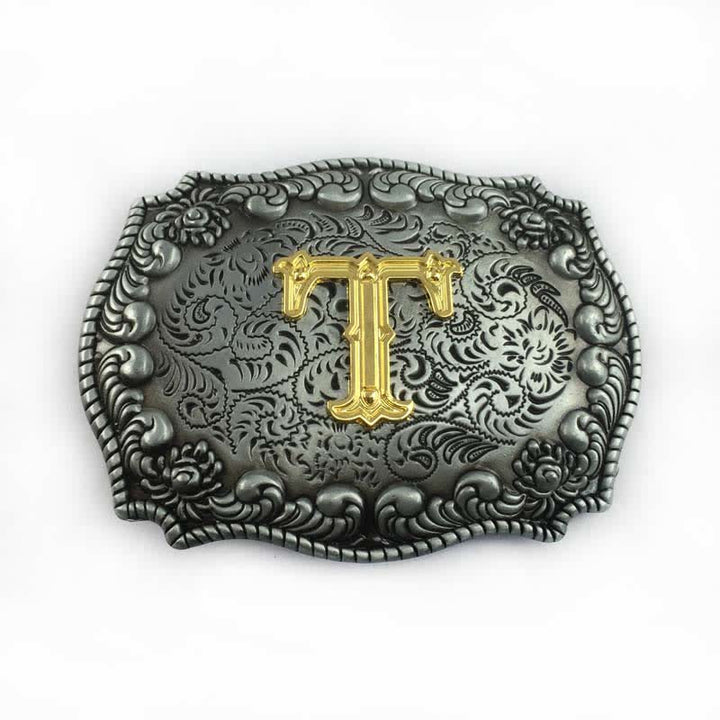 Men's DIY Alphabet Initial Letter Buckle Leather Belt - T - Without Belt - image 23